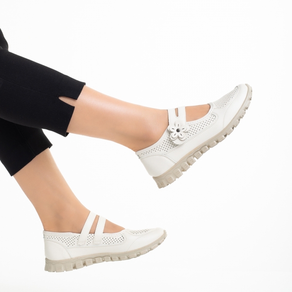 Γυναικεία casual παπούτσια  λευκά από οικολογικό δέρμα Ladana, 6 - Kalapod.gr