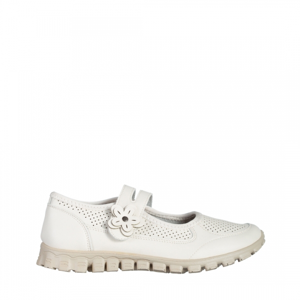 Γυναικεία casual παπούτσια  λευκά από οικολογικό δέρμα Ladana, 2 - Kalapod.gr