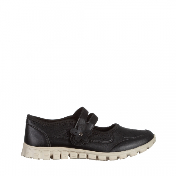 Γυναικεία casual παπούτσια  μαύρα από οικολογικό δέρμα Ladana, 2 - Kalapod.gr