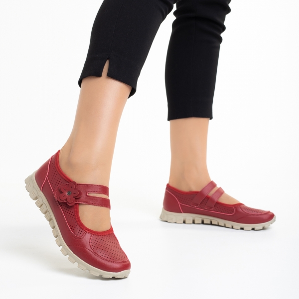 Γυναικεία casual παπούτσια  κόκκινα από οικολογικό δέρμα Ladana - Kalapod.gr
