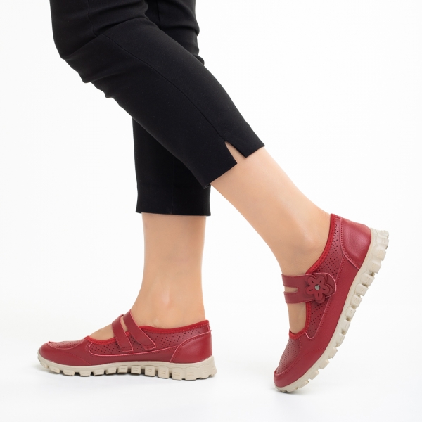 Γυναικεία casual παπούτσια  κόκκινα από οικολογικό δέρμα Ladana, 4 - Kalapod.gr