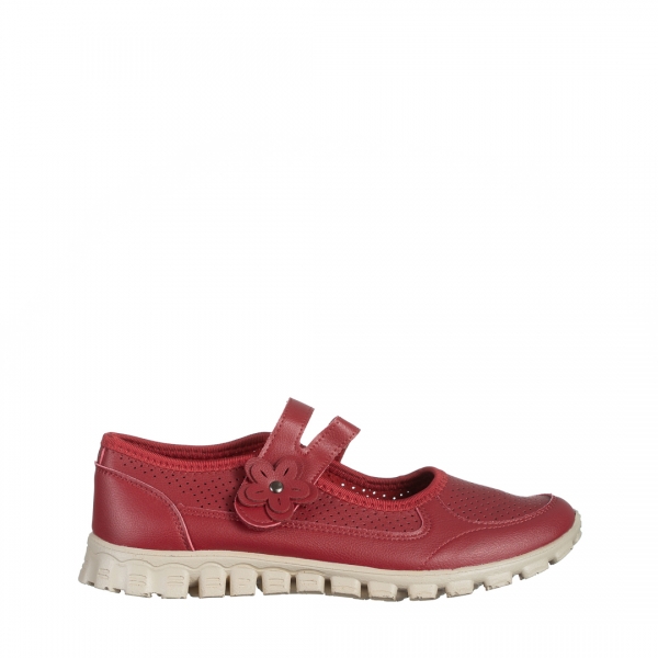 Γυναικεία casual παπούτσια  κόκκινα από οικολογικό δέρμα Ladana, 2 - Kalapod.gr