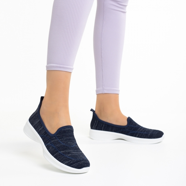Γυναικεία αθλητικά παπούτσια μπλε από ύφασμα Laneta, 3 - Kalapod.gr