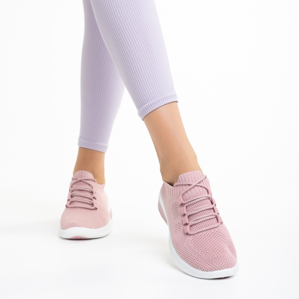 Γυναικεία αθλητικά παπούτσια ροζ από ύφασμα Latifa - Kalapod.gr