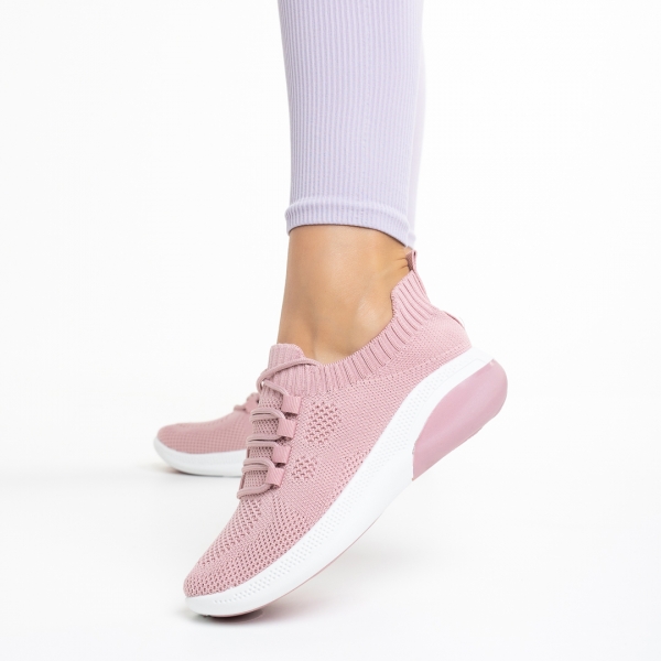 Γυναικεία αθλητικά παπούτσια ροζ από ύφασμα Latifa, 5 - Kalapod.gr