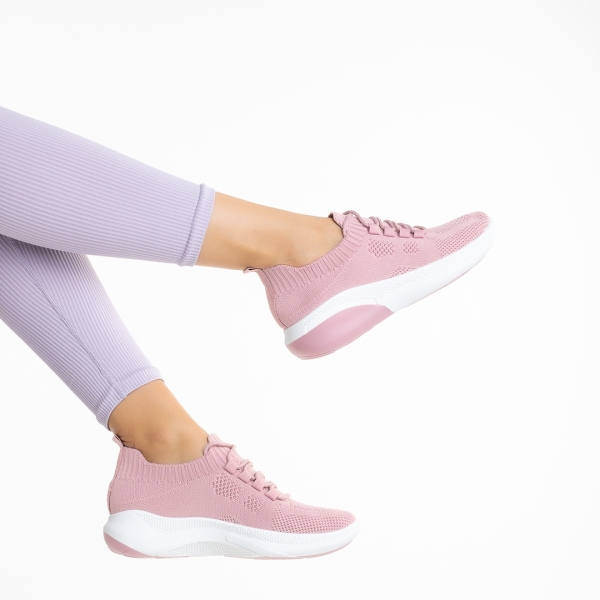 Γυναικεία αθλητικά παπούτσια ροζ από ύφασμα Latifa, 6 - Kalapod.gr