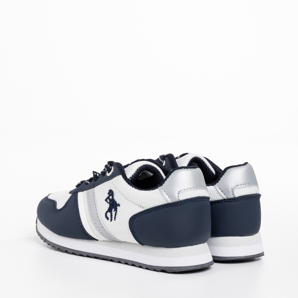Παιδικά αθλητικά παπούτσια λευκά με μπλε από ύφασμα Lear, 4 - Kalapod.gr