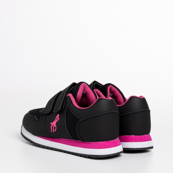 Παιδικά αθλητικά παπούτσια μαύρα από οικολογικό δέρμα και ύφασμα Aston, 4 - Kalapod.gr
