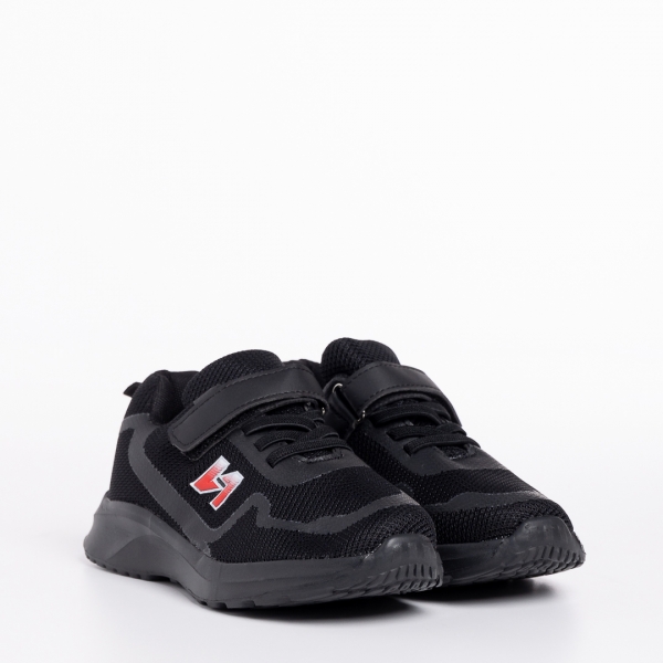 Παιδικά αθλητικά παπούτσια μαύρα από ύφασμα Vanilla, 2 - Kalapod.gr