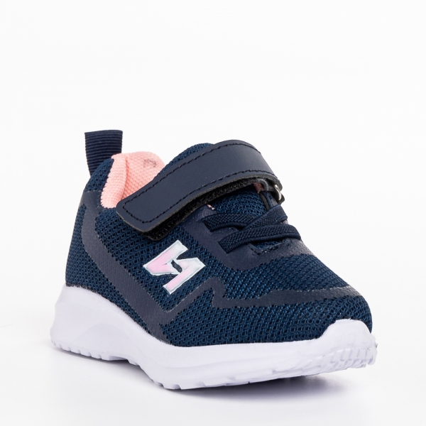 Παιδικά αθλητικά παπούτσια μπλε με ροζ από ύφασμα Vanilla - Kalapod.gr