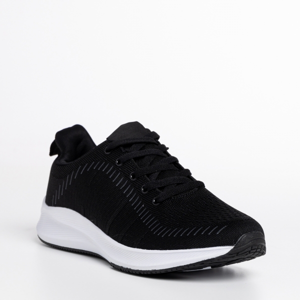 Ανδρικά αθλητικά παπούτσια  μαύρα με λευκό από ύφασμα Cortez, 3 - Kalapod.gr