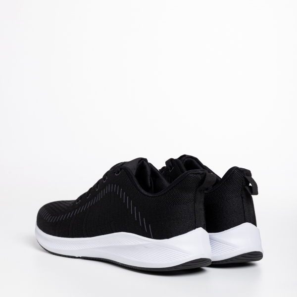 Ανδρικά αθλητικά παπούτσια  μαύρα με λευκό από ύφασμα Cortez, 4 - Kalapod.gr