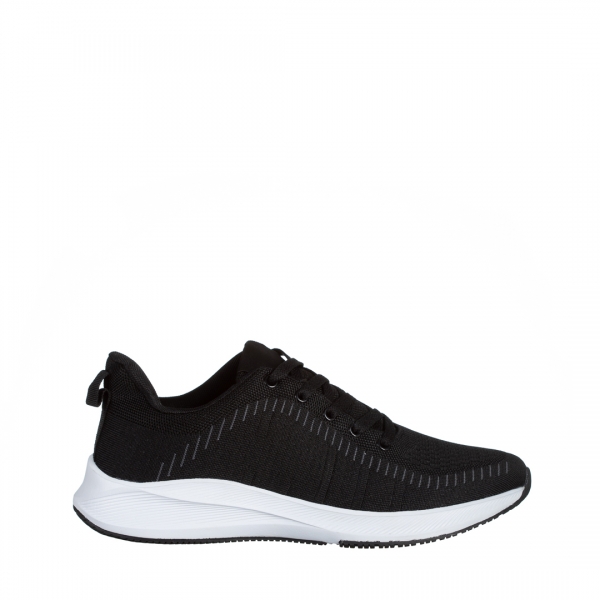 Ανδρικά αθλητικά παπούτσια  μαύρα με λευκό από ύφασμα Cortez, 2 - Kalapod.gr