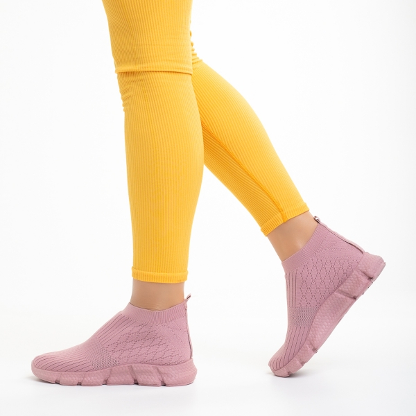 Γυναικεία αθλητικά παπούτσια ροζ από ύφασμα Raina, 3 - Kalapod.gr