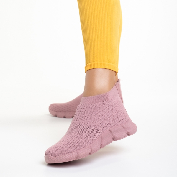 Γυναικεία αθλητικά παπούτσια ροζ από ύφασμα Raina, 4 - Kalapod.gr