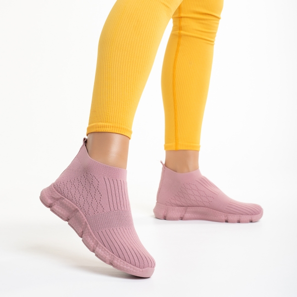Γυναικεία αθλητικά παπούτσια ροζ από ύφασμα Raina, 5 - Kalapod.gr