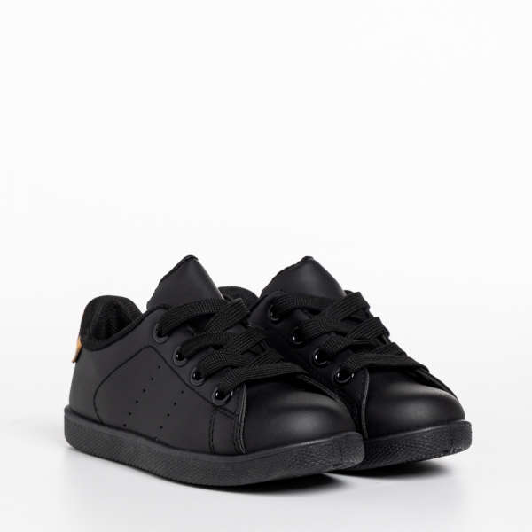 Παιδικά αθλητικά παπούτσια   μαύρα από οικολογικό δέρμα  Orlando - Kalapod.gr