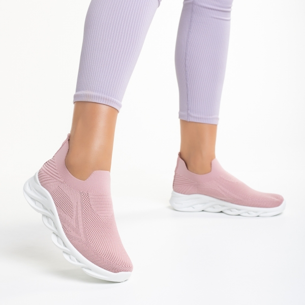 Γυναικεία αθλητικά παπούτσια ροζ από ύφασμα Adalira, 4 - Kalapod.gr