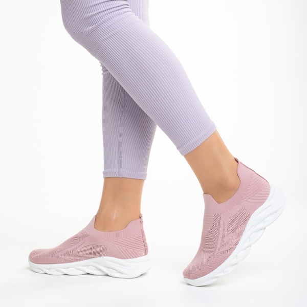 Γυναικεία αθλητικά παπούτσια ροζ από ύφασμα Adalira, 5 - Kalapod.gr