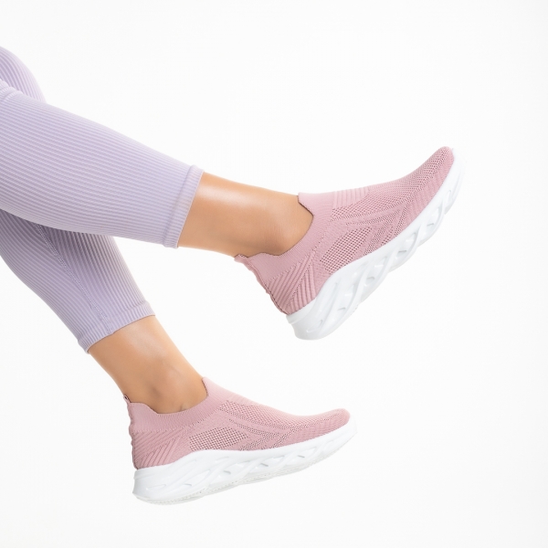 Γυναικεία αθλητικά παπούτσια ροζ από ύφασμα Adalira, 6 - Kalapod.gr
