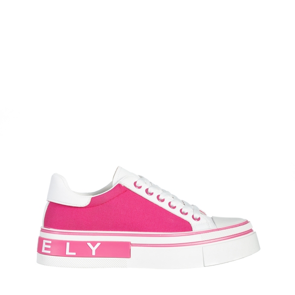 Γυναικεία αθλητικά παπούτσια λευκά  με ροζ από οικολογικό δέρμα και ύφασμα Calandra, 2 - Kalapod.gr