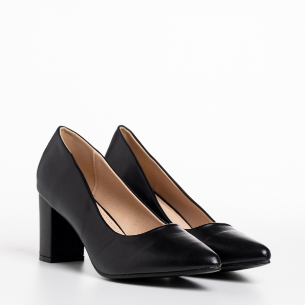 Γυναικεία παπούτσια μαύρα από οικολογικό δέρμα  Rissa, 3 - Kalapod.gr
