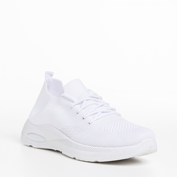 Γυναικεία αθλητικά παπούτσια λευκά από ύφασμα Ricarda, 3 - Kalapod.gr