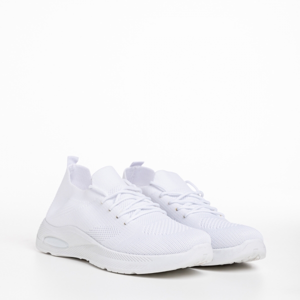Γυναικεία αθλητικά παπούτσια λευκά από ύφασμα Ricarda - Kalapod.gr