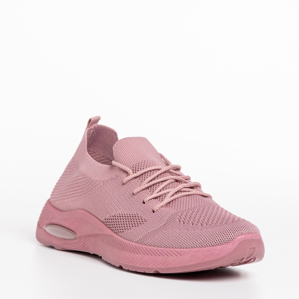Γυναικεία αθλητικά παπούτσια ροζ από ύφασμα Ricarda, 3 - Kalapod.gr