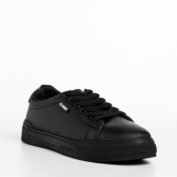 Γυναικεία αθλητικά παπούτσια μαύρα από οικολογικό δέρμα  Ruba, 3 - Kalapod.gr