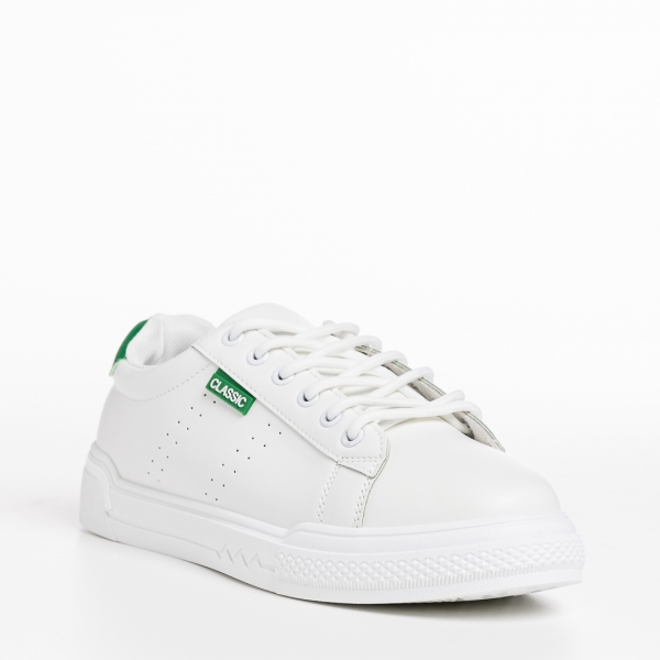 Γυναικεία αθλητικά παπούτσια λευκά με πράσινο από οικολογικό δέρμα  Ruba - Kalapod.gr