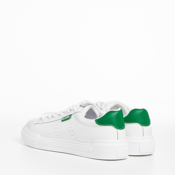 Γυναικεία αθλητικά παπούτσια λευκά με πράσινο από οικολογικό δέρμα  Ruba, 4 - Kalapod.gr