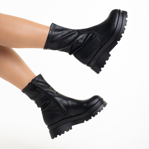Γυναικείες μπότες μαύρες από οικολογικό δέρμα Ellery - Kalapod.gr