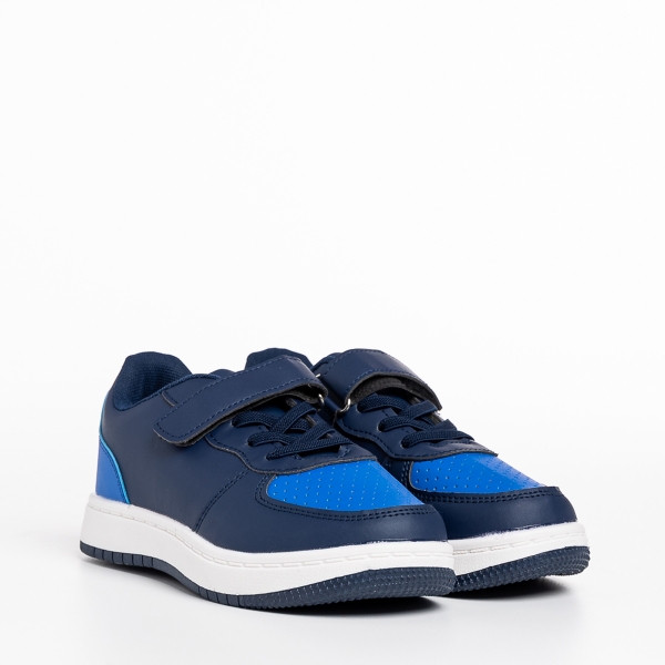 Παιδικά αθλητικά παπούτσια μπλε από οικολογικό δέρμα Ponty, 3 - Kalapod.gr
