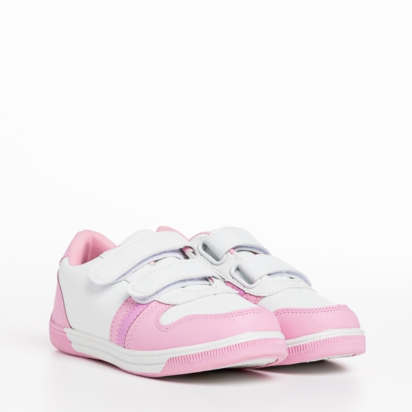 Παιδικά αθλητικά παπούτσια ροζ με λευκό από οικολογικό δέρμα Buddy - Kalapod.gr