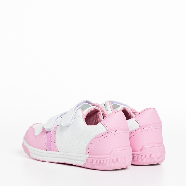Παιδικά αθλητικά παπούτσια ροζ με λευκό από οικολογικό δέρμα Buddy, 4 - Kalapod.gr