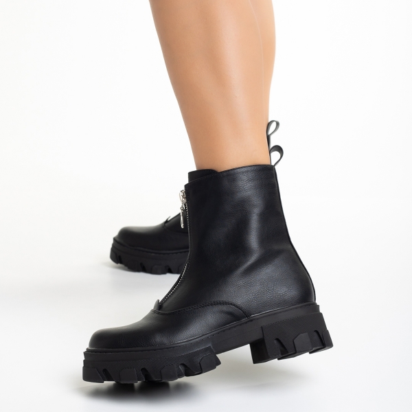 Γυναικείες μπότες μαύρες από οικολογικό δέρμα Clarisse, 3 - Kalapod.gr
