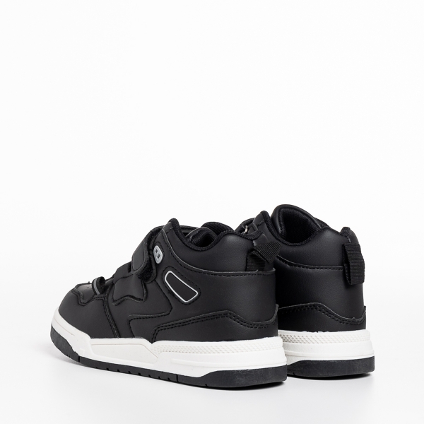 Παιδικά αθλητικά παπούτσια μαύρα από οικολογικό δέρμα Richey, 4 - Kalapod.gr