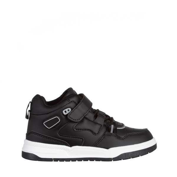 Παιδικά αθλητικά παπούτσια μαύρα από οικολογικό δέρμα Richey, 2 - Kalapod.gr