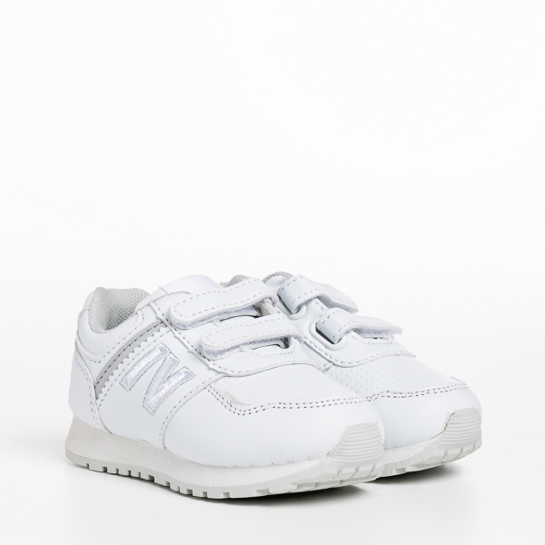Παιδικά αθλητικά παπούτσια  λευκά από οικολογικό δέρμα Clancy, 3 - Kalapod.gr