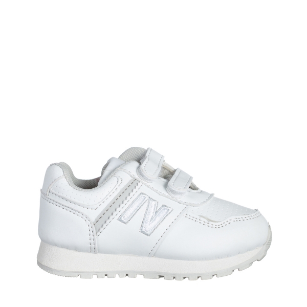 Παιδικά αθλητικά παπούτσια  λευκά από οικολογικό δέρμα Clancy, 2 - Kalapod.gr