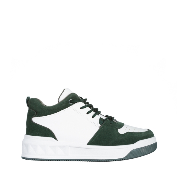 Γυναικεία αθλητικά παπούτσια  πράσινα με λευκό από οικολογικό δέρμα Mandy, 2 - Kalapod.gr