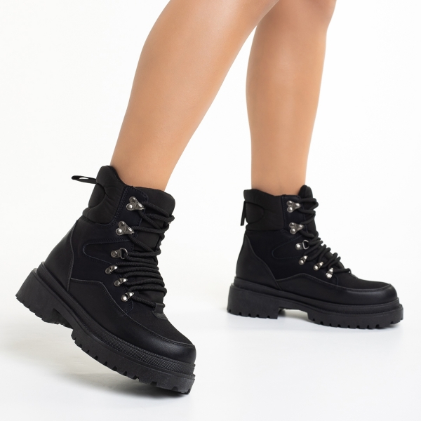 Γυναικεία μπότακια  μαύρα από ύφασμα  Marlena, 5 - Kalapod.gr