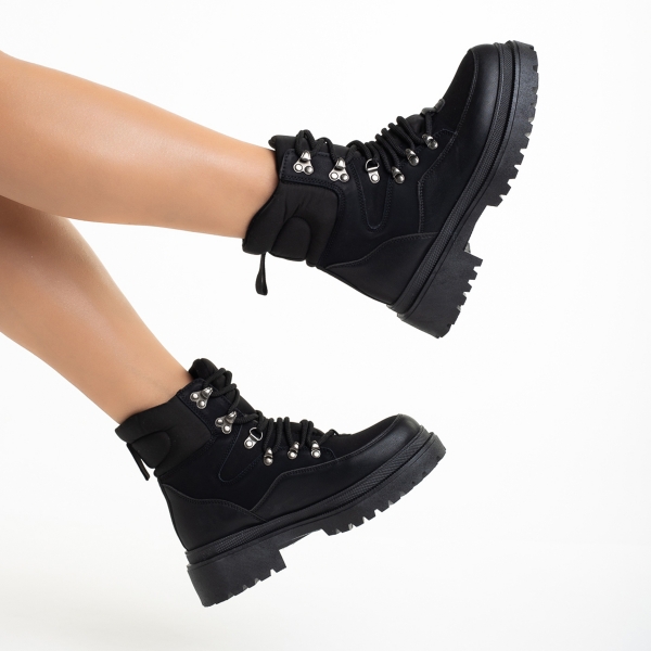 Γυναικεία μπότακια  μαύρα από ύφασμα  Marlena, 6 - Kalapod.gr