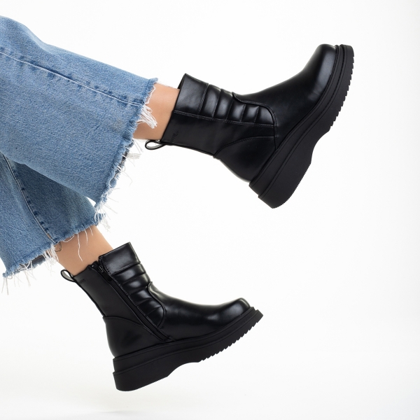 Γυναικείες μπότες μαύρες από οικολογικό δέρμα Ananya, 6 - Kalapod.gr