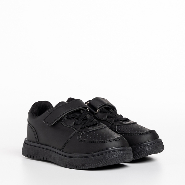 Παιδικά αθλητικά παπούτσια μαύρα από οικολογικό δέρμα Ponty - Kalapod.gr