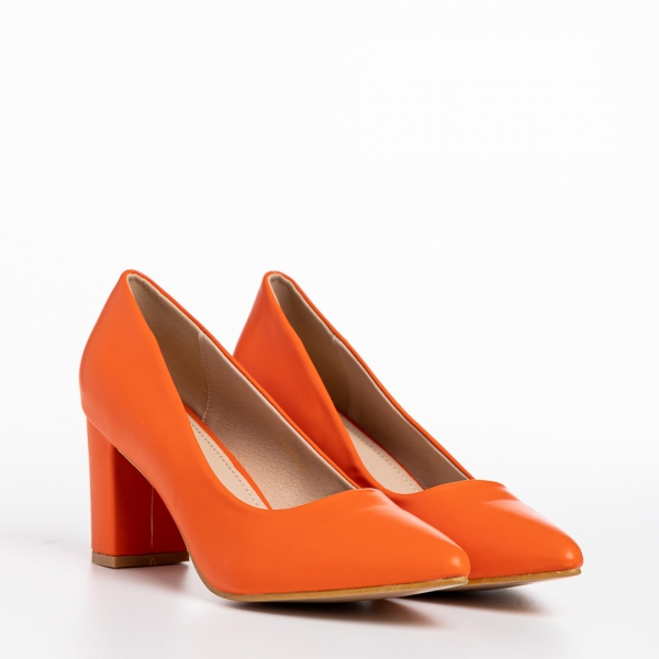 Γυναικεία παπούτσια πορτοκαλί από οικολογικό δέρμα   Rissa, 3 - Kalapod.gr