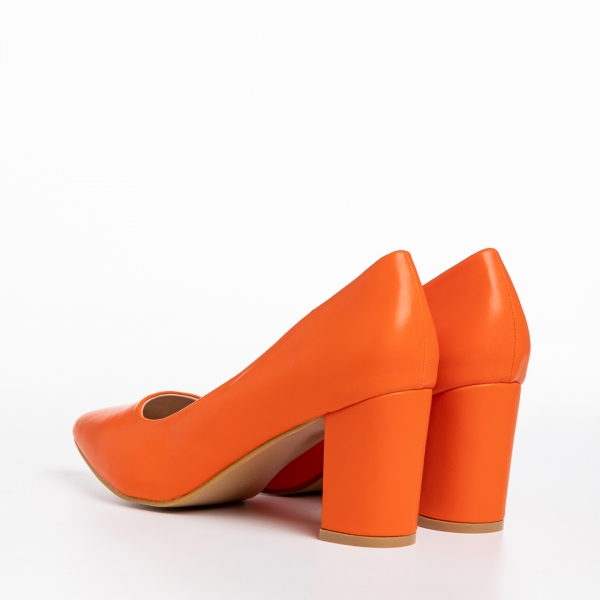 Γυναικεία παπούτσια πορτοκαλί από οικολογικό δέρμα   Rissa, 4 - Kalapod.gr