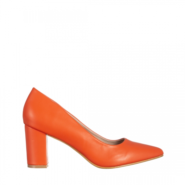 Γυναικεία παπούτσια πορτοκαλί από οικολογικό δέρμα   Rissa, 2 - Kalapod.gr