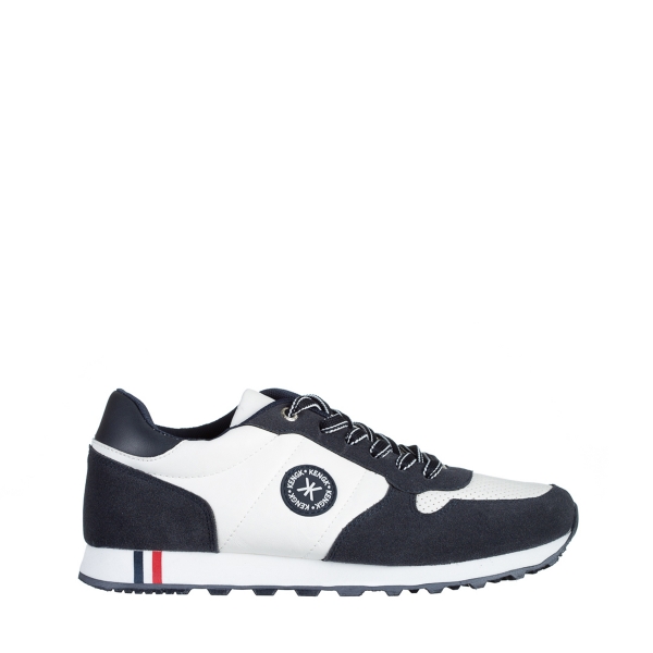 Ανδρικά αθλητικά παπούτσια μπλε με λευκό  από οικολογικό δέρμα  Reynolds, 2 - Kalapod.gr